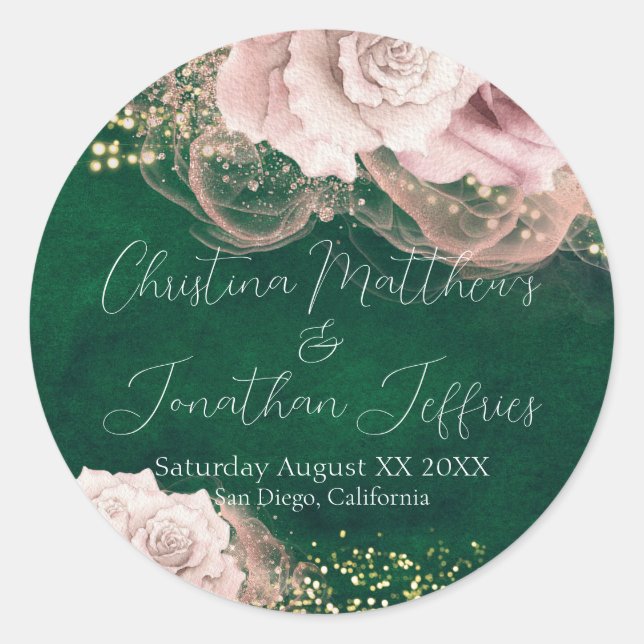Romantische Rose für Wasserfarbenhochzeiten auf Sm Runder Aufkleber (Vorderseite)