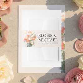 Romantische Rosé gemalte Hochzeit mit floralen Mot Einladungsbanderole
