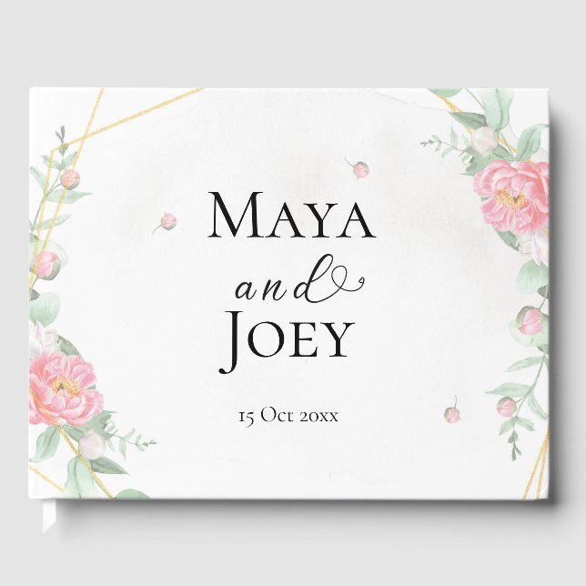 Romantische Rose Geometric Wedding Gästebuch (Vorderseite)