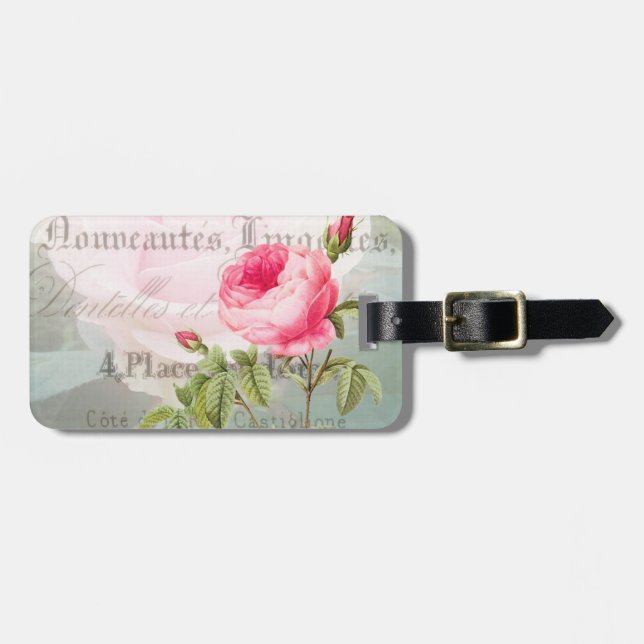 Romantische Rose Gepäckmarke Gepäckanhänger (Vorderseite horizontal)