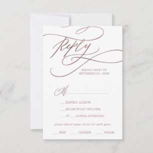 Romantische Rose Gold Calligrafy Menü UAWG RSVP Karte