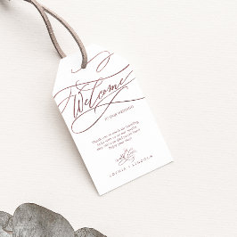 Romantische Rose Gold Calligrafy Wedding Willkomme Geschenkanhänger