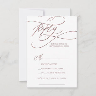Romantische Rose Gold Calligraphy Song Request UAW RSVP Karte