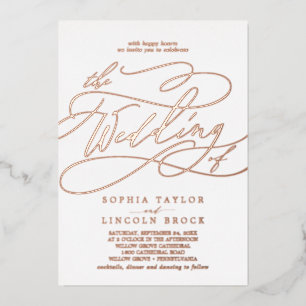 Romantische Rose Gold Foil Blühte die Hochzeit von Folieneinladung