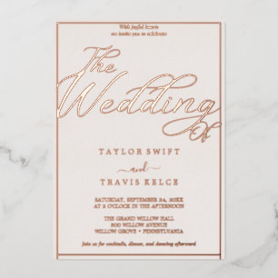 Romantische Rose Gold Foil & Blush Rahmen Hochzeit Folieneinladung