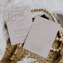 Romantische Rose Gold Foil Rosa auf einer Hochzeit Folieneinladung