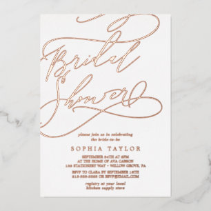 Romantische Rose Gold Fossil Kalligrafie Brautpart Folieneinladung