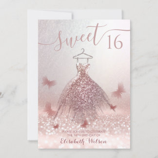 Romantische Rose Gold glänzende Kleidung Schmetter Einladung