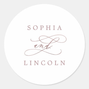 Romantische Rose Gold-Kalligraphie-Umschlag Aufkle Runder Aufkleber