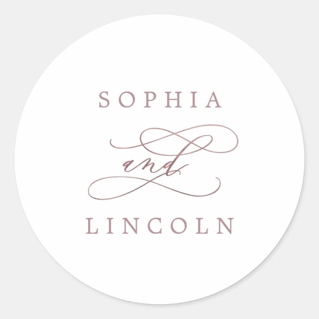 Romantische Rose Gold-Kalligraphie-Umschlag Aufkle Runder Aufkleber (Vorderseite)