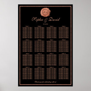 Romantische Rose Gold Monogram Seating Chart Poster