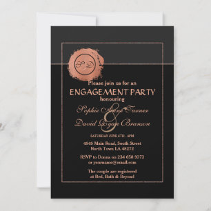 Romantische Rose Gold Monogram Wedding Verlobung Einladung