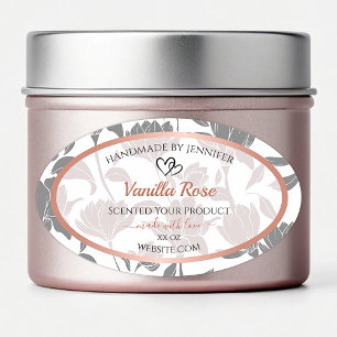 Romantische Rose - Gold- und Graublumenmarken Ovaler Aufkleber
