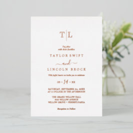 Romantische Rose Goldfoil Monogram Hochzeit Folieneinladung
