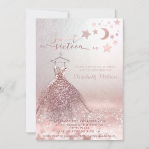 Romantische Rose goldglänzend Kleid celestial Invi Einladung