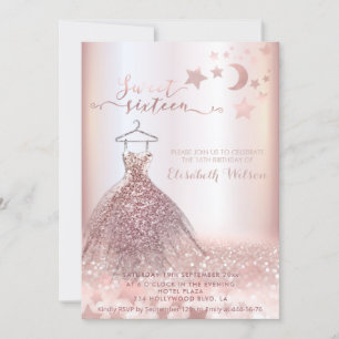Romantische Rose goldglänzend Kleid celestial Invi Einladung