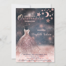 Romantische Rose goldglänzend Kleid himmlisch Einladung