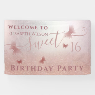 Romantische Rose Goldglitterie ombre butterfly Zei Banner