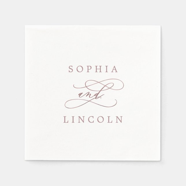 Romantische Rose Goldkalligrafie Hochzeit Napkins Serviette (Vorderseite)