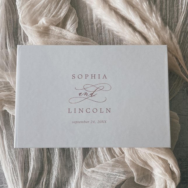 Romantische Rose Goldkalligraphie Monogram Wedding Gästebuch (Von Creator hochgeladen)