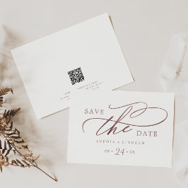 Romantische Rose Goldkalligraphie QR Code Horizont Save The Date
