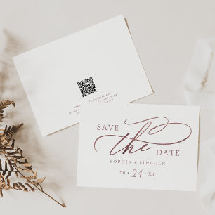 Romantische Rose Goldkalligraphie QR Code Horizont Save The Date