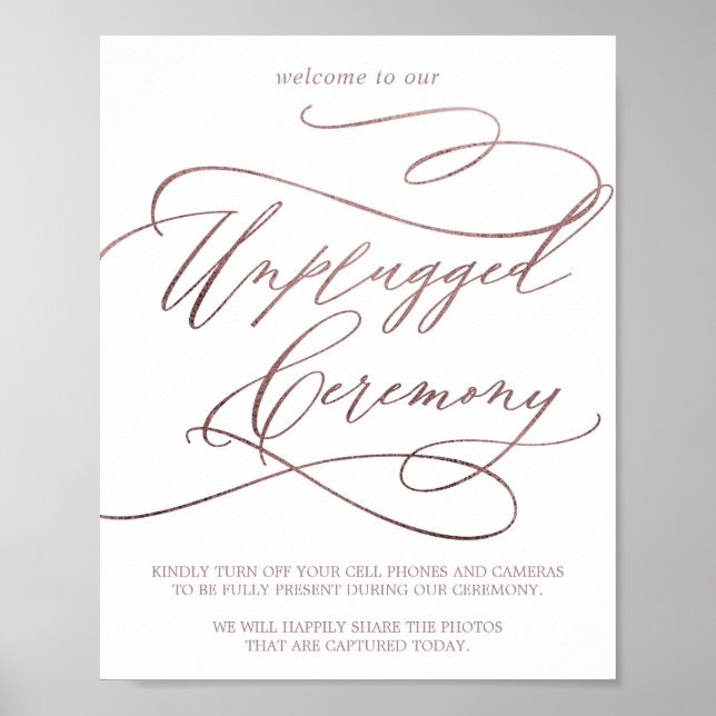 Romantische Rose Goldkalligraphie - Unplugged Zere Poster (Vorne)