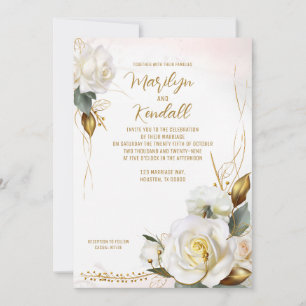 Romantische Rose - Hochzeit der Blumen Einladung