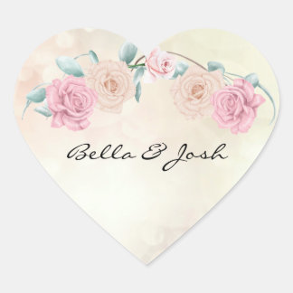 Romantische Rose Hochzeit Herz-Aufkleber