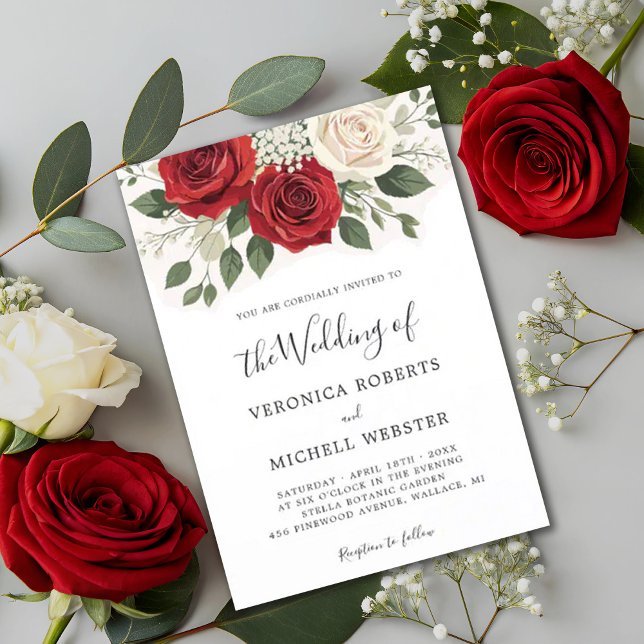 Romantische Rose Hochzeit mit schöner Flora und Fa Einladung (Von Creator hochgeladen)