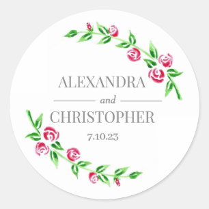 Romantische Rose Hochzeitsticker Runder Aufkleber