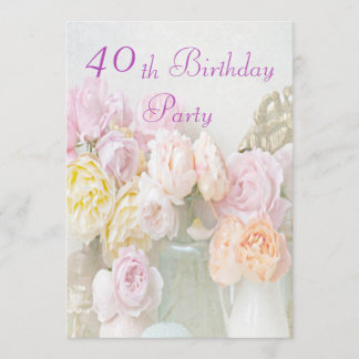 Romantische Rose im 40. Geburtstag Party Einladung