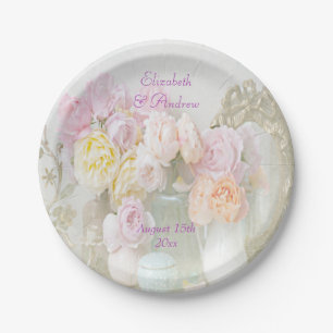Romantische Rose in Jars Wedding Pappteller