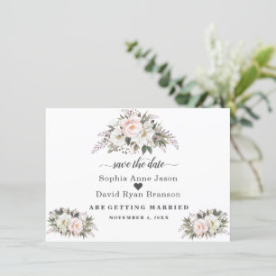 Romantische Rosé Ivory Blumen Hochzeit Kalligrafie Save The Date