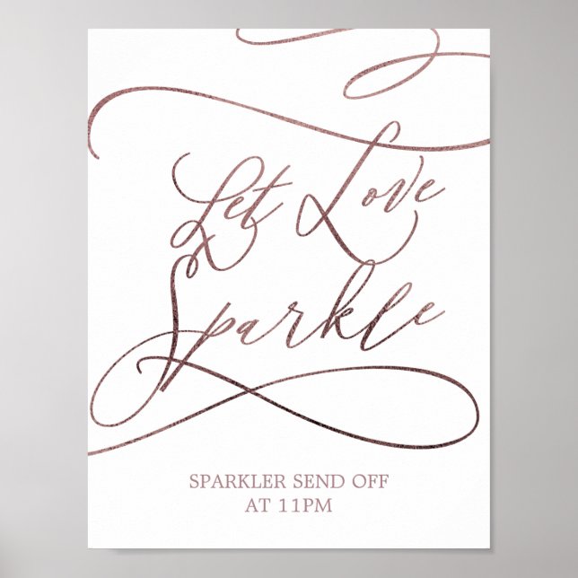 Romantische Rose Kalligraphie Ließ Liebe Sparkle Z Poster (Vorne)