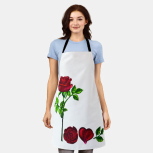 Romantische Rose Kunst Schürze –Handgemaltes LOVE 