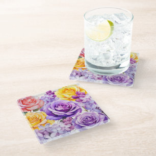 Romantische Rose & Lilac Blume Untersetzer