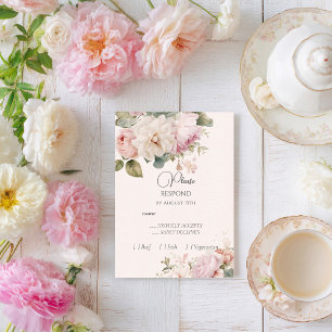 Romantische Rose mit Blumen RSVP Karte