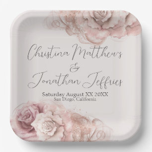 Romantische Rose Pappteller