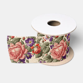 Romantische Rose Peach und Coral Satinband