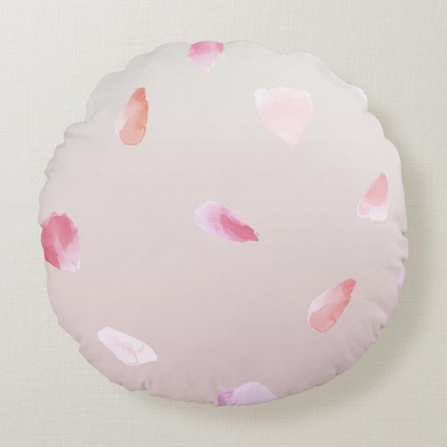 Romantische Rose Petals Rundes Kissen (Vorderseite)