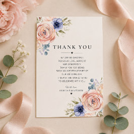 Romantische Rosé-Pfingstrosen-Hochzeit-Dankeskarte Dankeskarte