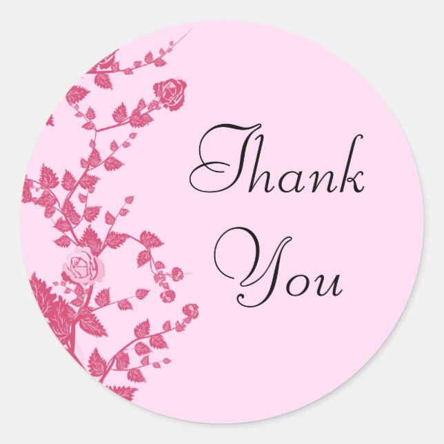 Romantische Rose Reben Danke Stickers (Vorderseite)