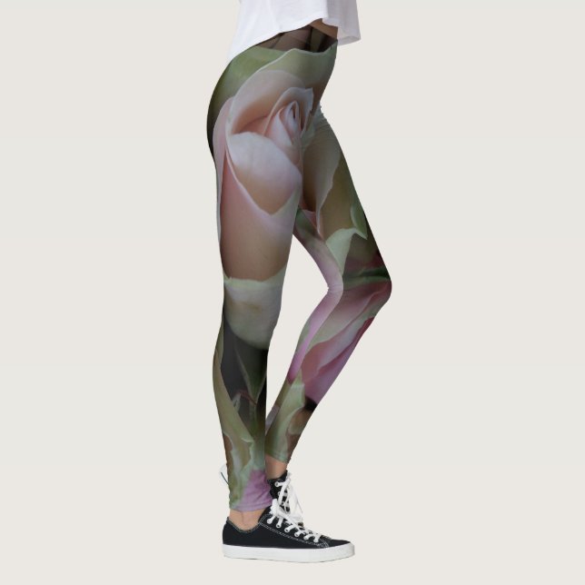 Romantische Rose Rosa Blume Leggings (Rechts)