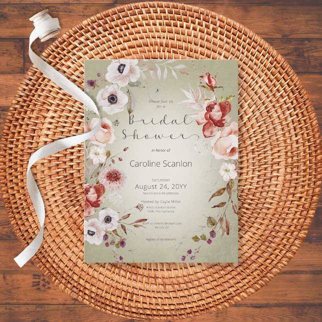 Romantische Rose Rosa Blumendusche Einladung Postkarte (Von Creator hochgeladen)