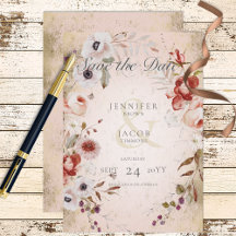 Romantische Rose Rosa Goldene, florale Save the Da