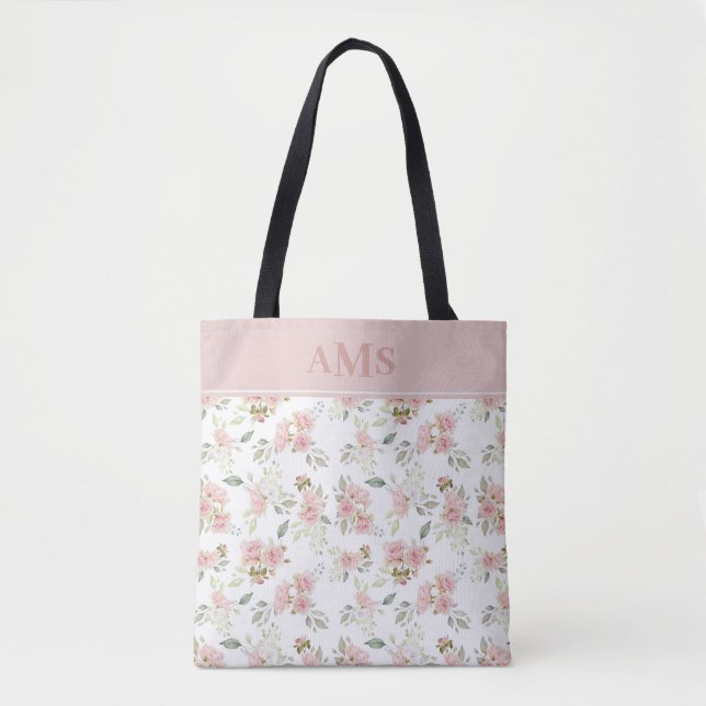Romantische Rose | Rosa Monogramm (Vorderseite)