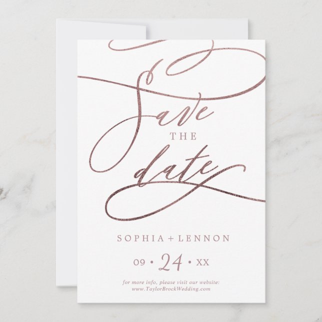 Romantische Rose Save The Date (Vorderseite)