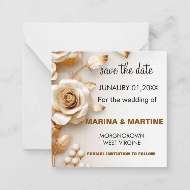 Romantische Rose Save the Date Mitteilungskarte (Vorderseite)