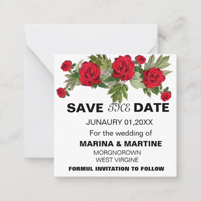 Romantische Rose Save the Date Mitteilungskarte (Vorderseite)